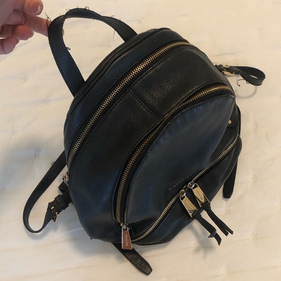 Michael Kors - Size Medium Black Leather Backpack - Picture 2 of 7